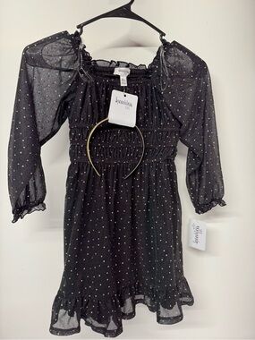 Speechless Black Dress with Gold Dot Accents